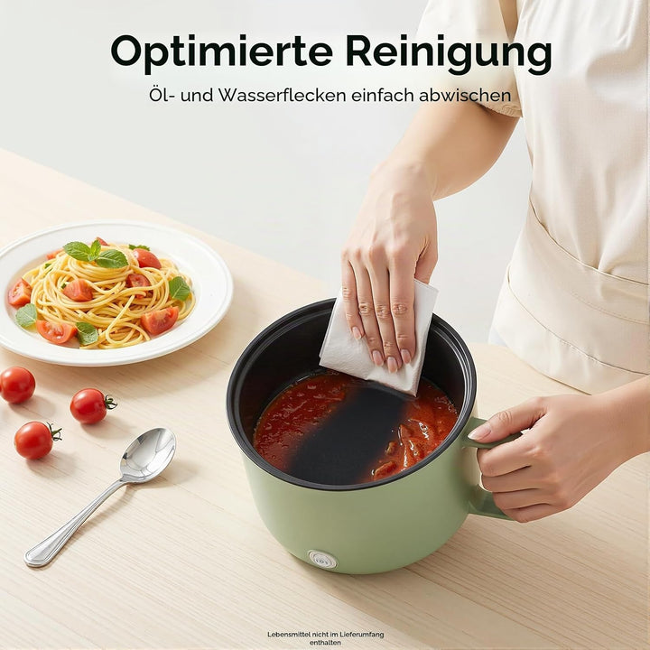Tragbarer Multifunktions-Reiskocher, 1,7 l Antihaft-Dampfgarer, Mini-Kochtopf, tragbarer Mini-Nudelk