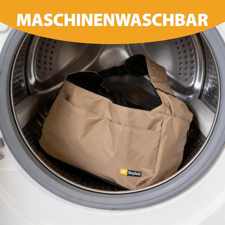 Ferplast Hundetasche Safari, Tansportbox Katze, Hundebox, Verstellbarer Schultergurt, Sicherheitsgur