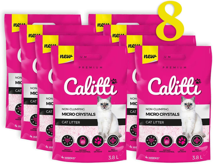 Calitti - Micro Silikat Katzenstreu | Premium Crystals Silikatstreu | Antibakteriell Katzensand | 8-