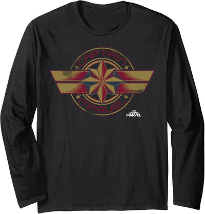 Captain Marvel Star Badge Logo Langarmshirt