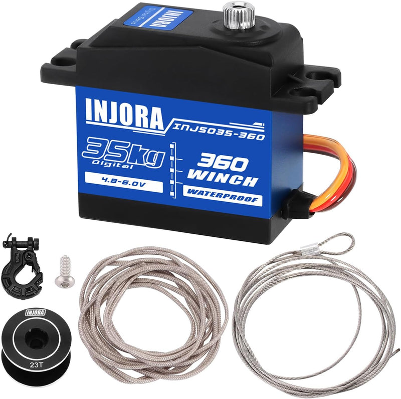 INJORA 35KG Digital Servo wasserdichte 360 °-Drehung 23T 25T Servo Winden Spule für RC Crawler Auto