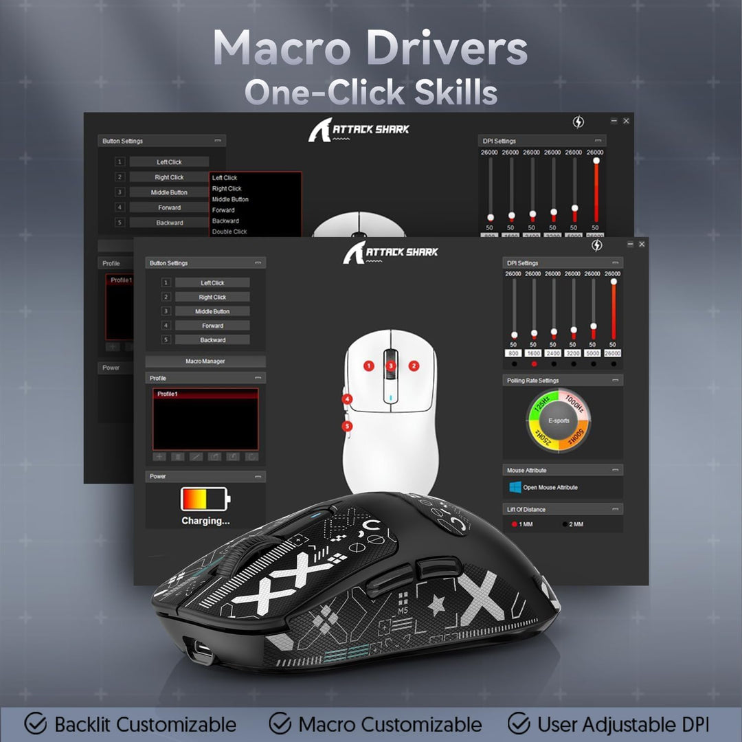 ATTACK SHARK X3 Pro 4K/8K Hz Maus, 49 g SUPERLEICHT, PixArt PAW3395 Gaming-Sensor, BT/2,4G kabellose