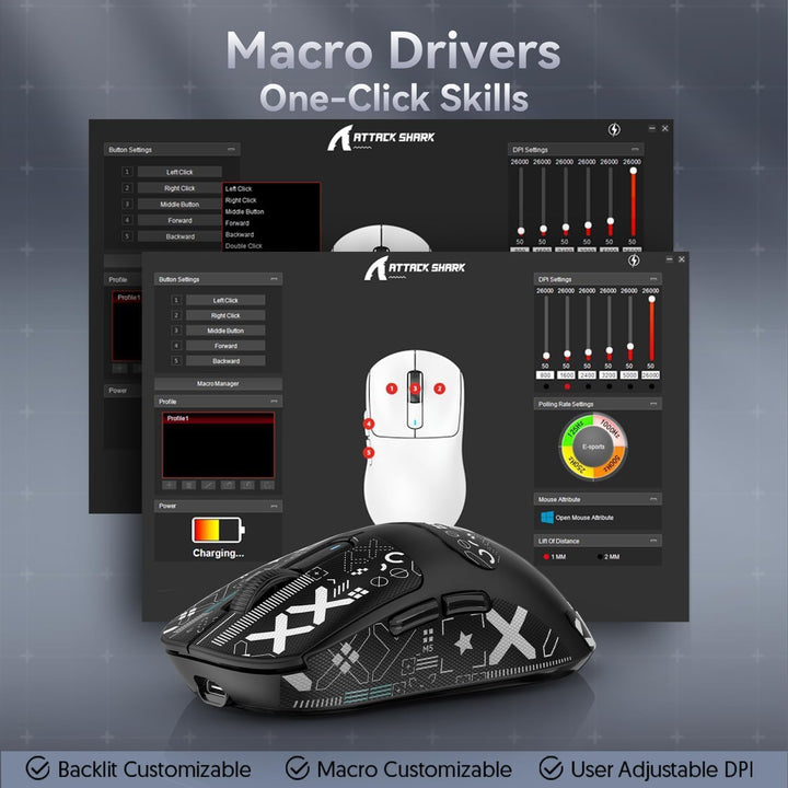 ATTACK SHARK X3 Pro 4K/8K Hz Maus, 49 g SUPERLEICHT, PixArt PAW3395 Gaming-Sensor, BT/2,4G kabellose
