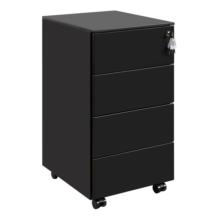 Rollcontainer mit Schubladen, Mobiler Aktenschrank unter Schreibtisch, Abschliessbarer Büroschrank,