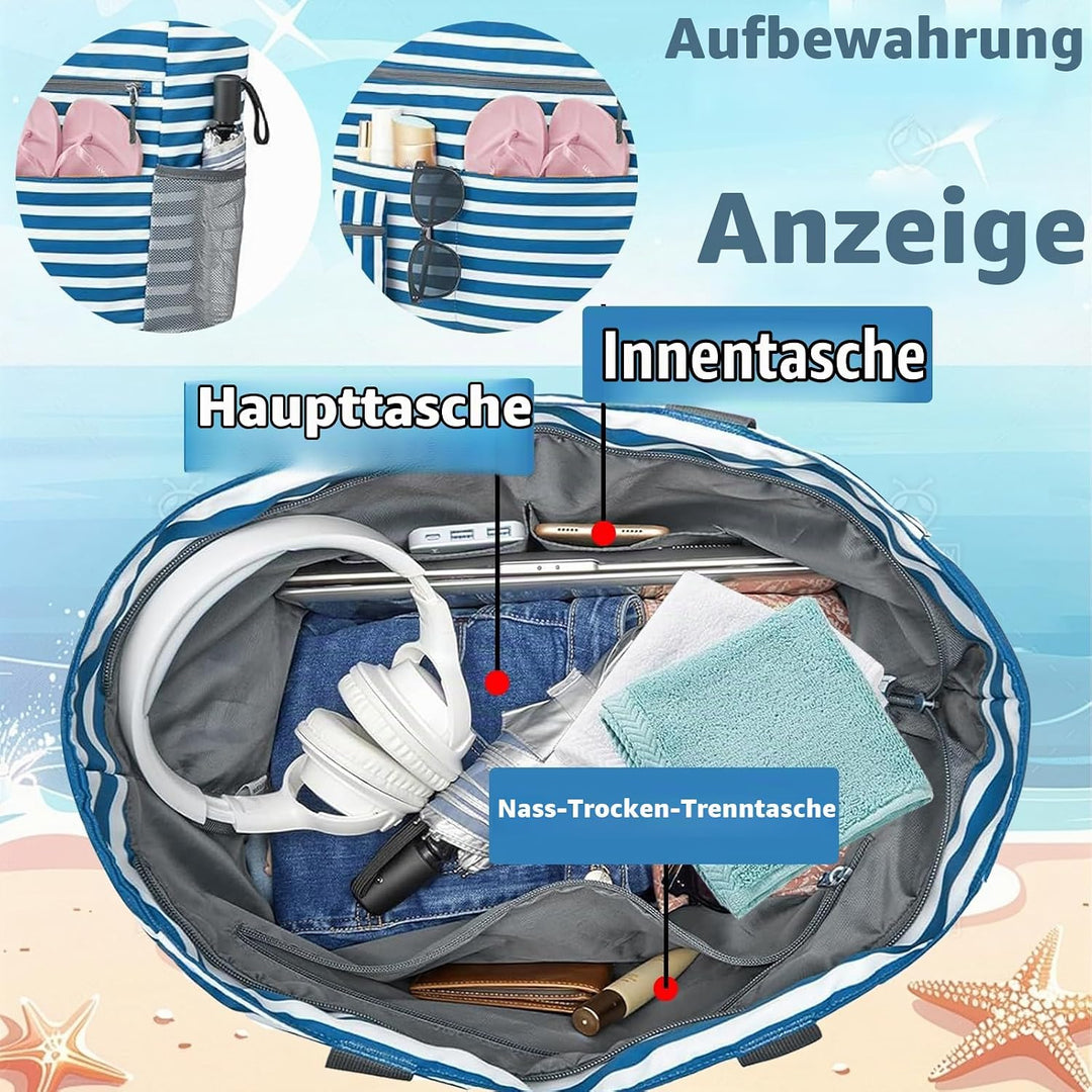 LUKIUP Strandtasche Familie, XL Badetasche mit mini Badetasche, Beach Bag Einkaufstaschen für Reisen