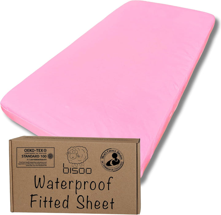 Bisoo Spannbettlaken 70x160-2in1 Bettlaken Matratzenschoner 70 x 160 Wasserdicht für Kinderbett und