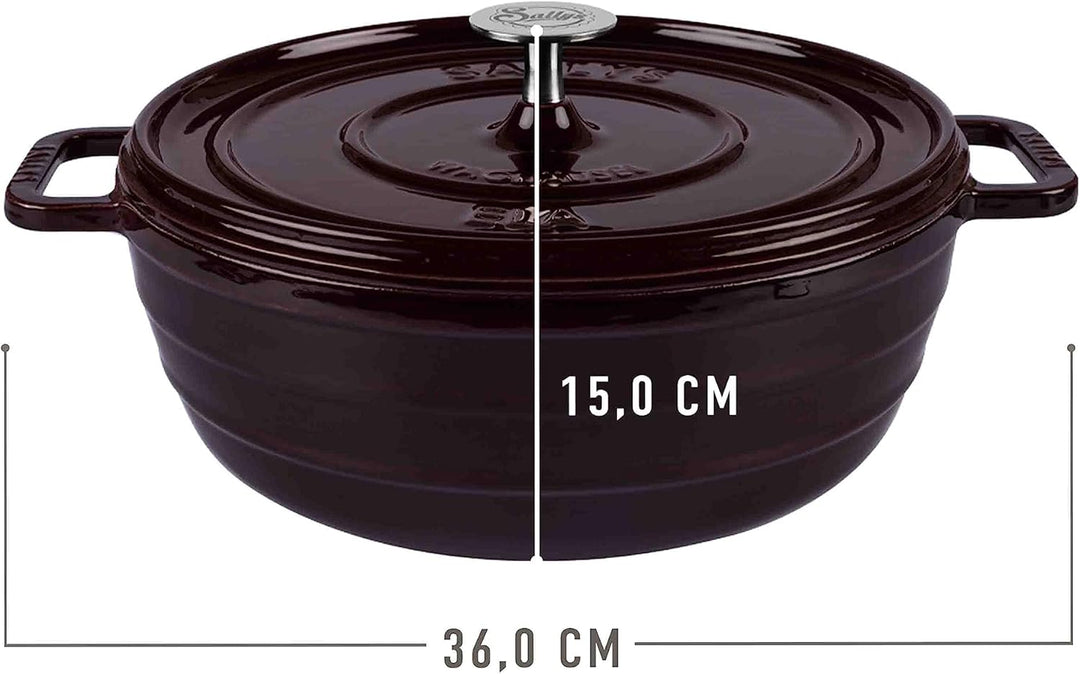 Sallys 'Ela' Deluxe Gusseisentopf - Robustes und Hochwertiges Kochjuwel für Perfektes Garen (Plum Pu
