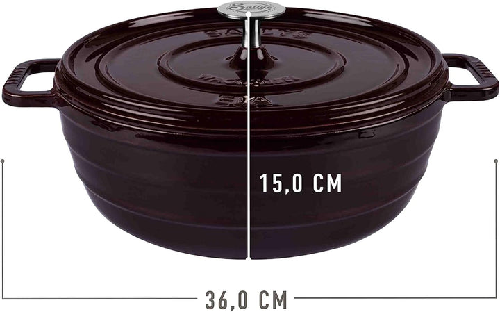 Sallys 'Ela' Deluxe Gusseisentopf - Robustes und Hochwertiges Kochjuwel für Perfektes Garen (Plum Pu