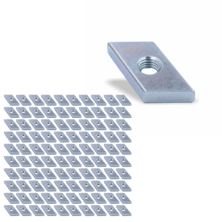 Nutenstein | Gewindeplatte Rhombus 23x15x6 mm M8 Gewinde Winkel 30° | Stahl verzinkt (100 Stück), 10