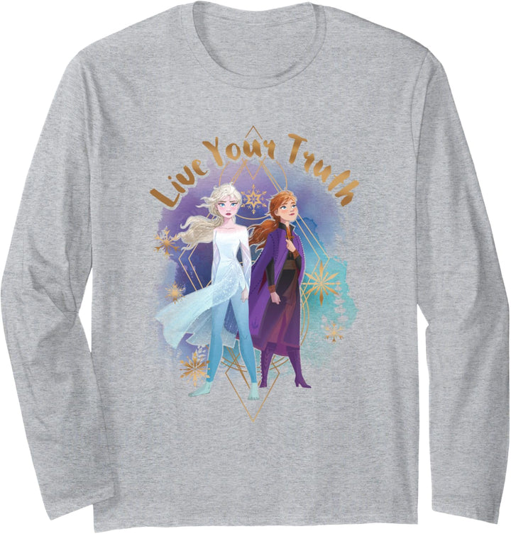 Disney Frozen 2 Elsa Anna Live Your Truth Geometric Portrait Langarmshirt