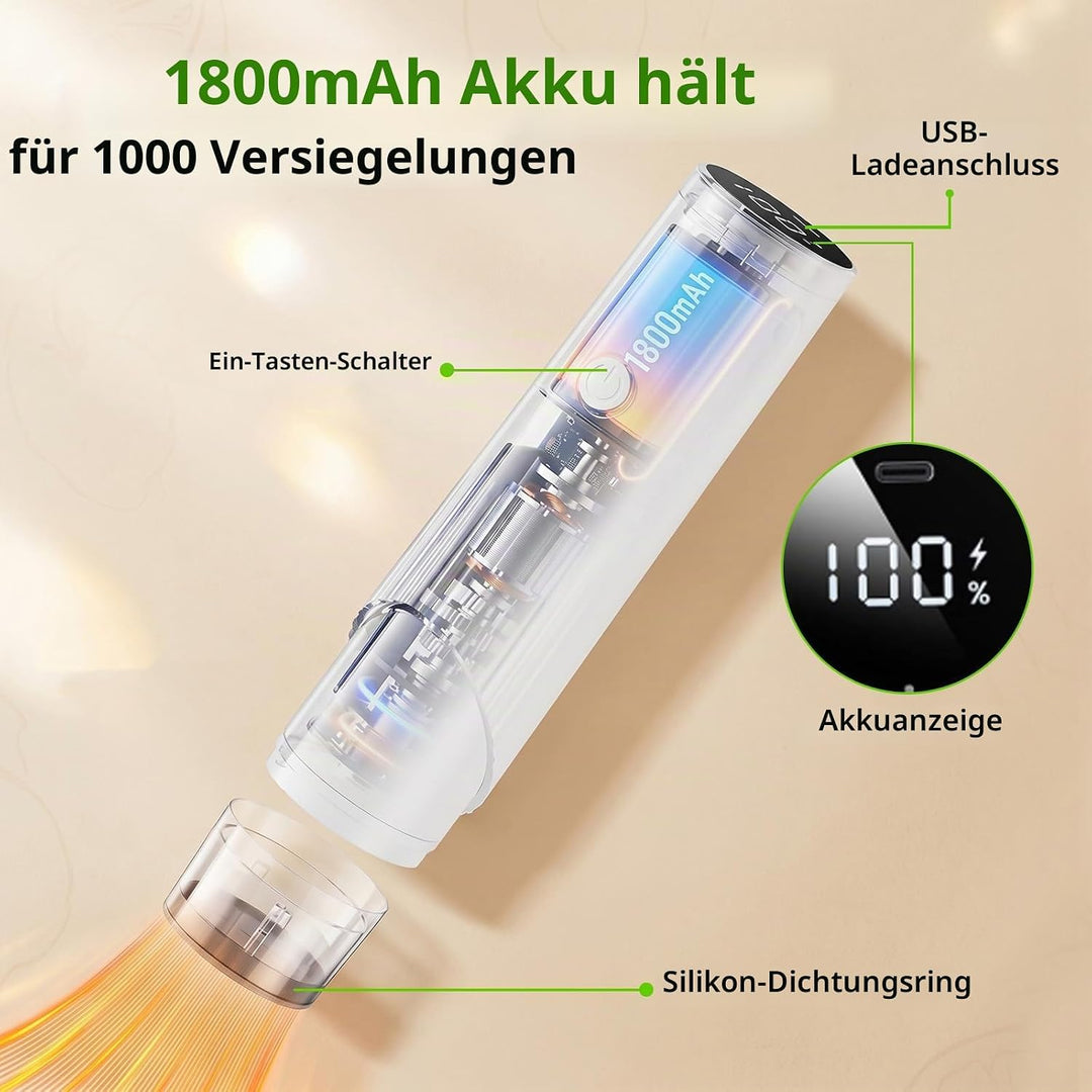 Tragbarer Handvakuumierer – 60 kPa starke Saugkraft, Usb-Aufladung Vakuumiergerät mit Wassertank für