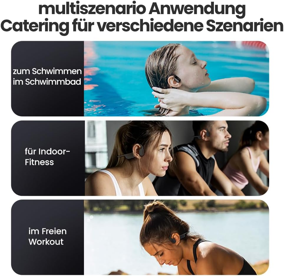 Kabellose Kopfhörer zum Schwimmen mit integriertem 32 GB MP3-Player - Bluetooth 5.3, geräuschunterdr