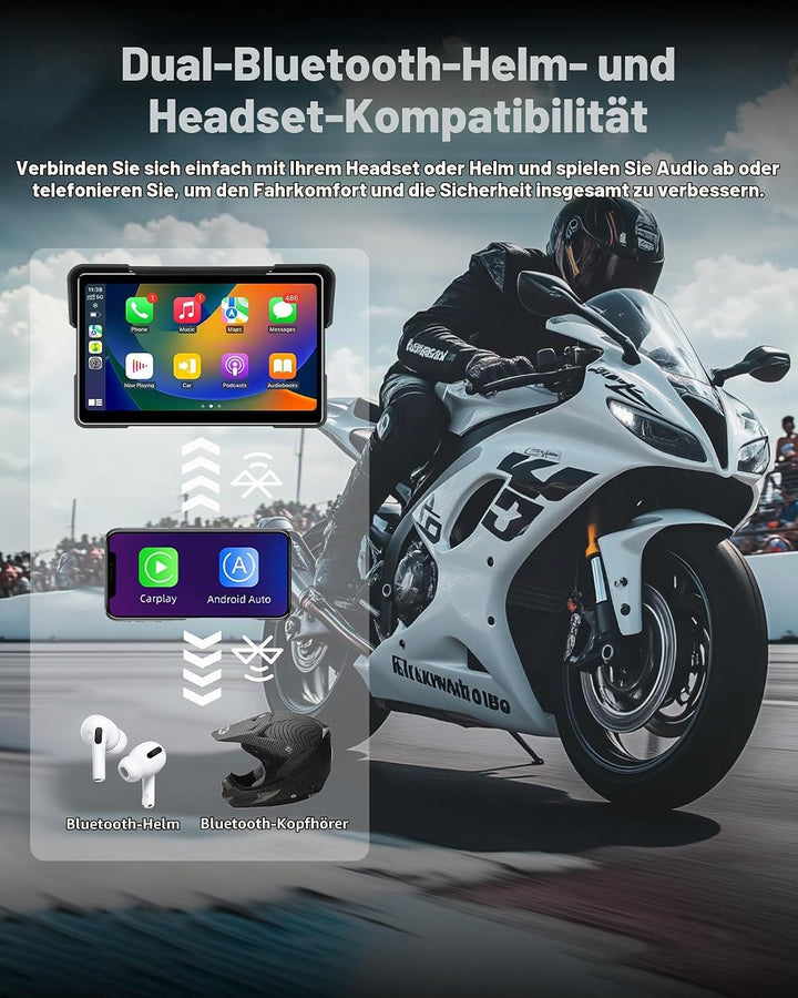 Plug-and-Play Carplay Bildschirm für BMW Motorrad 7 Zoll Motorrad Display mit Wireless CarPlay &amp; And