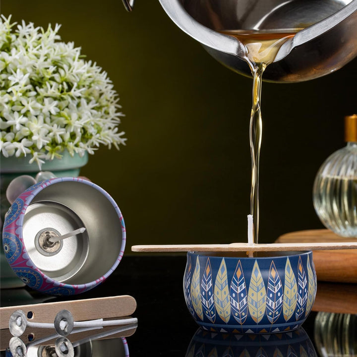 Malloom 28 Stück Bunte Kerzendosen, 2,2 oz Runde Zodiac-Kerzenbehälter mit Deckeln, Leere Runde Dose