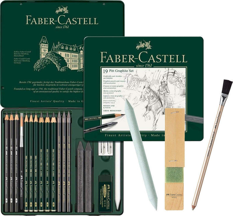 Faber-Castell - Pitt Graphite Set im Metalletui, medium, 19 + 3 -teilig (inklusive Radierstift mit P