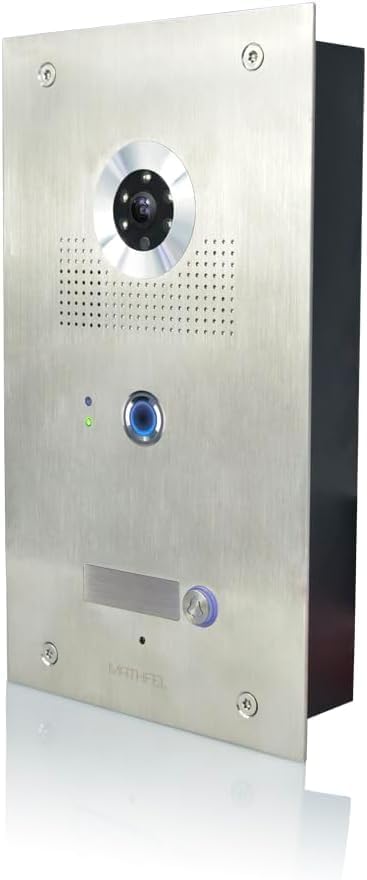 MATHFEL 4 Draht Videotürsprechanlage mit Fingerprint, 170° Weitwinkel-Fischaugen-Kamera in Edelstahl