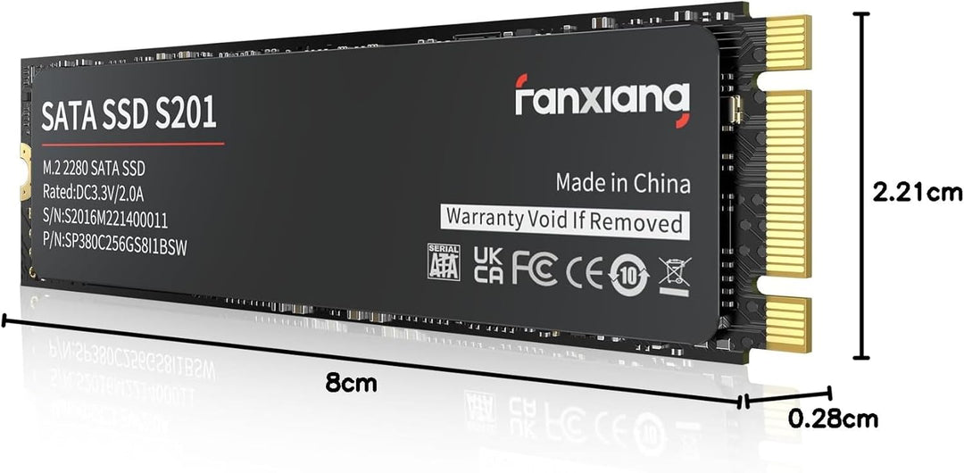 fanxiang M.2 SATA SSD 512GB 2280 Interne Festplatte mit SLC Cache, Hochgeschwindigkeits SSD M2, Lese
