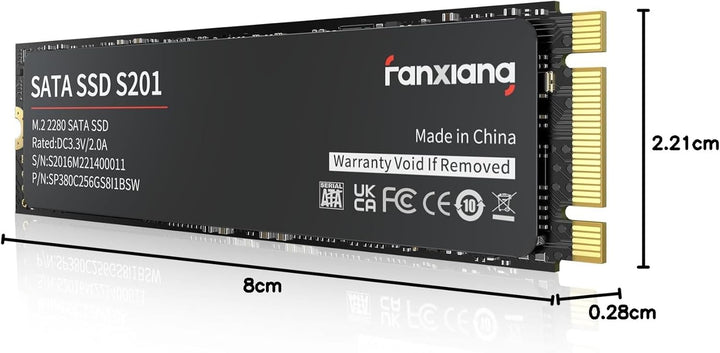 fanxiang M.2 SATA SSD 512GB 2280 Interne Festplatte mit SLC Cache, Hochgeschwindigkeits SSD M2, Lese