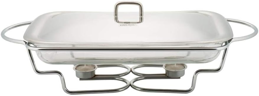 KINGHOFF Speisewärmer mit Glaseinsatz Warmhaltebehälter Kammer Silber 2,9L, 2,9L