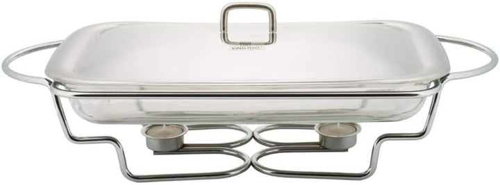 KINGHOFF Speisewärmer mit Glaseinsatz Warmhaltebehälter Kammer Silber 2,9L, 2,9L