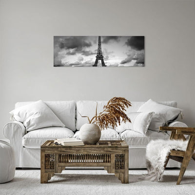 Panorama Bilder auf Leinwand Auto Eiffle Paris Stadt Leinwandbild 90x30cm Wandbilder Dekoration Wohn