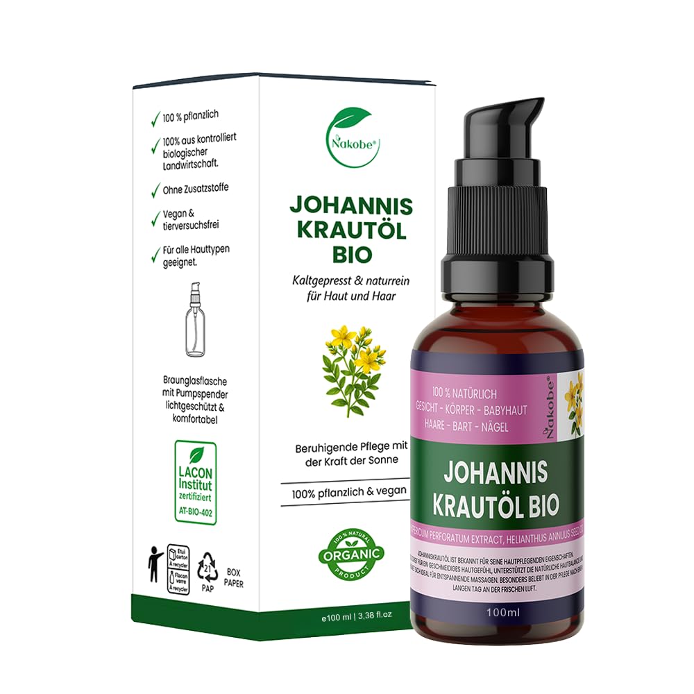 Bio Johanniskrautöl 100ml – 100% natürlich & kalt angesetzt – wohltuend für Haut, Muskeln & Pflege –