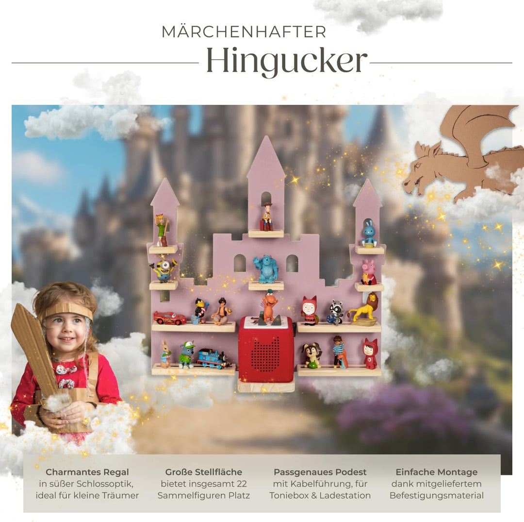 tectake® Holz Regal mit Magnetstreifen für Wand Montage, Tonieregal, Wandregal für's Kinderzimmer, A