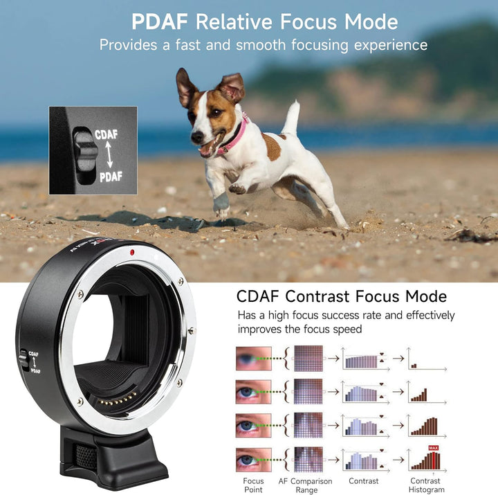 VILTROX EF-NEX IV Objektiv-Adapter CDAF/PDAF mit Blendensteuerung EXIF Übertragung Autofokusadapter