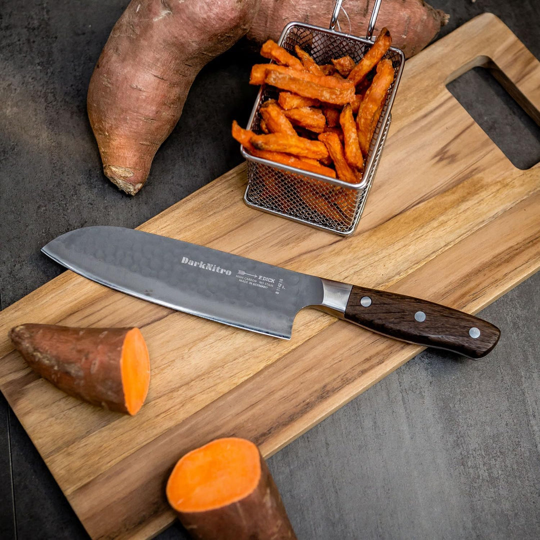 F. DICK DarkNitro Santoku Messer (Küchenmesser/Kochmesser für die asiatische Küche, Griff aus Eichen
