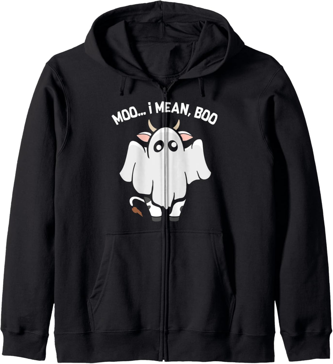 Moo I Mean Boo Ghost Kuh T-Shirt Geist Kuh Halloween Kapuzenjacke