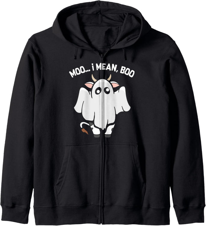 Moo I Mean Boo Ghost Kuh T-Shirt Geist Kuh Halloween Kapuzenjacke