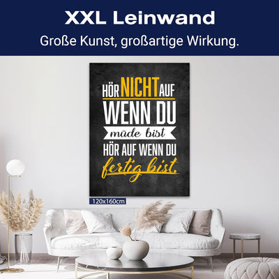 wandmotiv24 Leinwand-Bilder Motivation, Grösse 100x75cm, Hochformat, wenn du fertig bist, Beton-maue