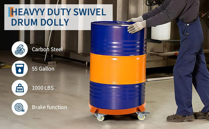 Garvee Fassroller,Rundes Rollbrett Aus Metall ø 64 cm,190L Transportroller Bis 1000 Lbs,Schwerlastro