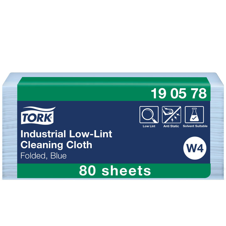 Tork Fusselarme Industrie Reinigungstücher Blau W4, Saugfähig, 1 Packungen, 190578, 1 x 80 (80)