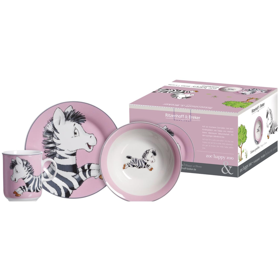 Ritzenhoff & Breker Kindergeschirr-Set Happy Zoo, Zoe, 3-teilig Zebra Zoe, Zebra Zoe