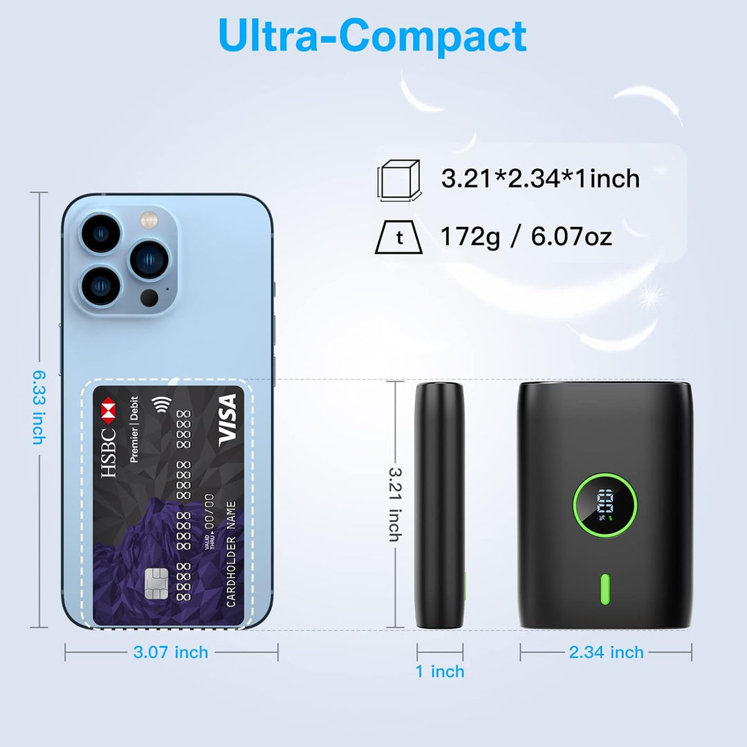 Power Bank 10000 mah,22.5W powerbank klein Aber stark mit led-anzeige,12v Ausgang,Mini powerbank Ext