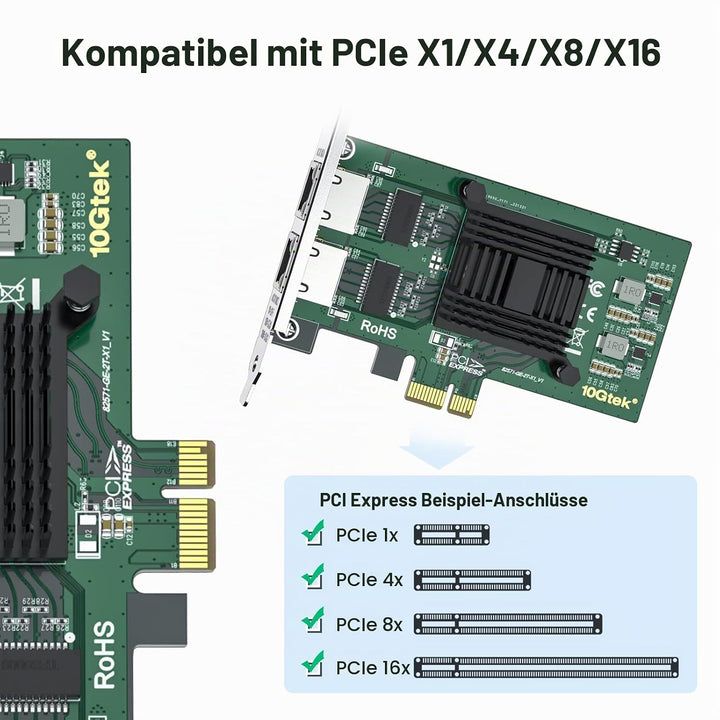 10Gtek 10/100/1000Mbps Gigabit Ethernet PCI Express NIC Netzwerkkarte| mit Intel 82571 Controller| E