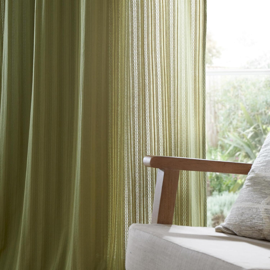 Pineapple Elephant Zofia Voile-Vorhang mit Lochstickerei, Baumwolle, 140 x 137 cm, Olivgrün Olivgrün