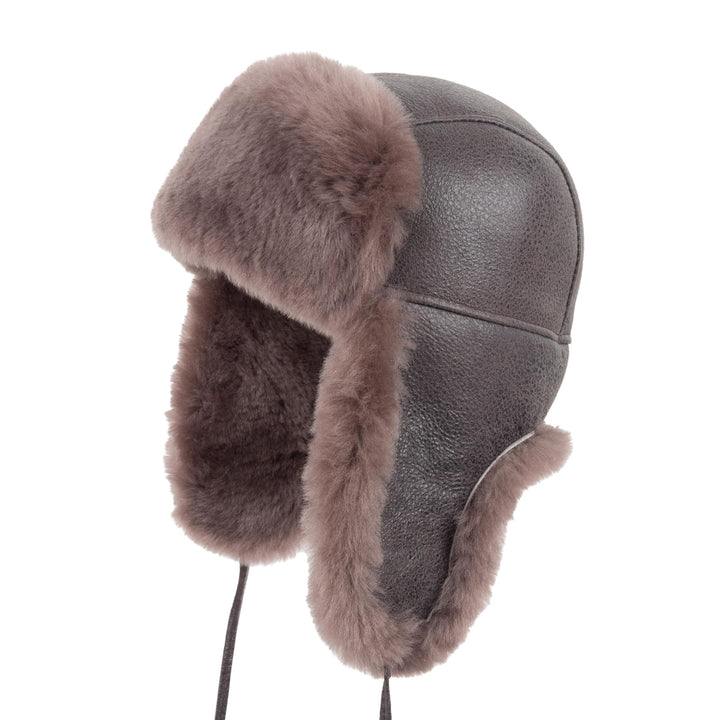 Zessano Leder Flieger Russische Ushanka Trapper Winter Pelz Hut - Unisex Shearling 100% Leder Schaff
