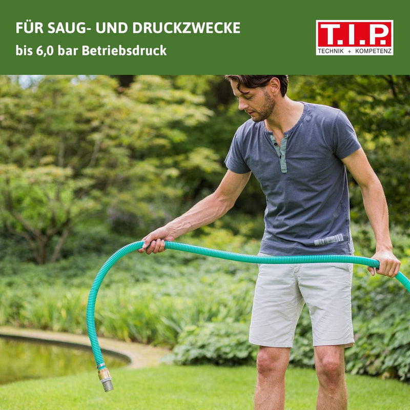 T.I.P. Saugschlauch - Ansaugschlauchgarnitur Messing 7 m (für Gartenpumpen, Hauswasserwerk, Benzin M