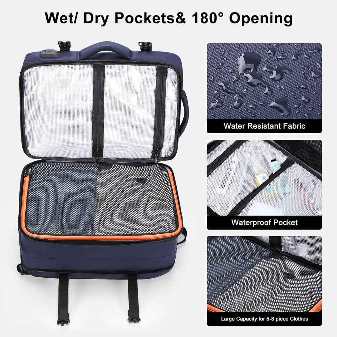 HOMIEE Handgepäck Reiserucksack, Supergross Laptop Rucksack Erweiterbar Diebstahlsicher Wasserabweis