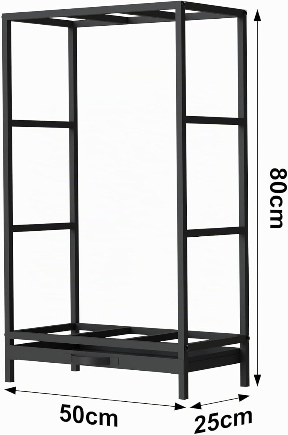DanDiBo Kaminholzregal Innen Metall Schwarz 80x50x25 cm Brennholzregal Holzaufbewahrung Kaminholzstä