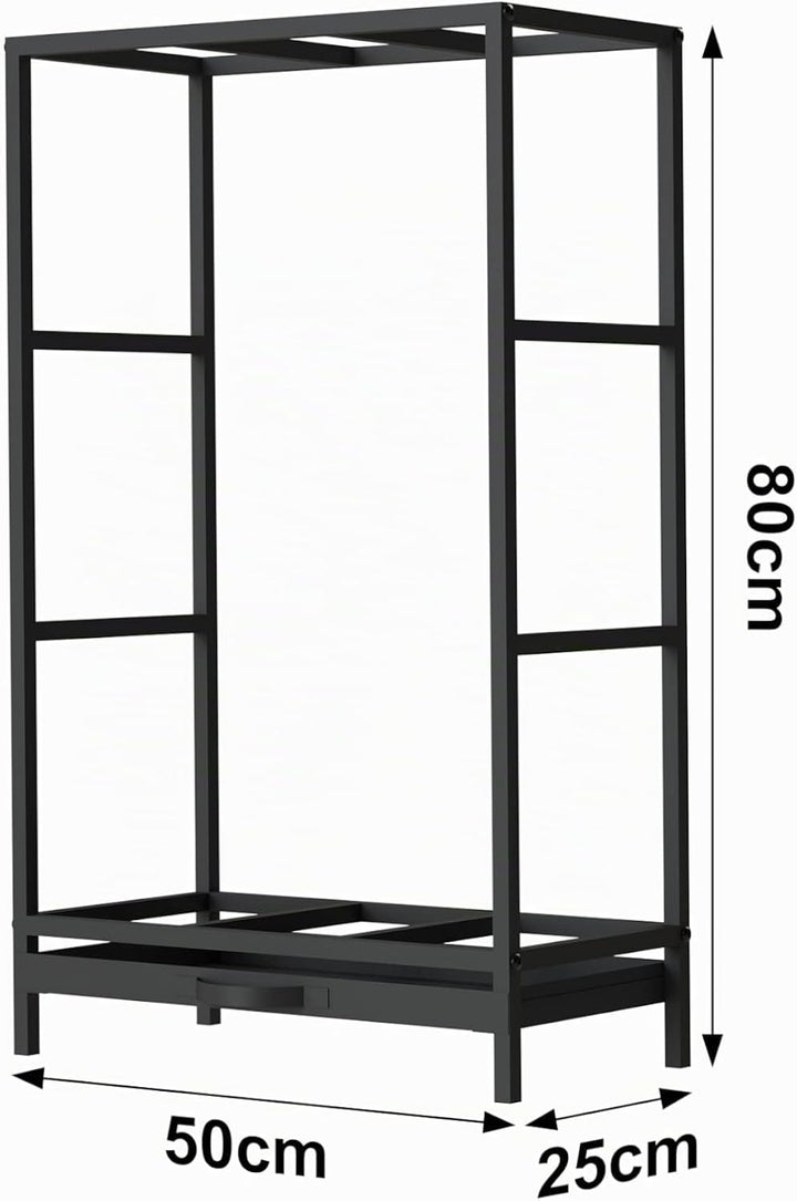 DanDiBo Kaminholzregal Innen Metall Schwarz 80x50x25 cm Brennholzregal Holzaufbewahrung Kaminholzstä