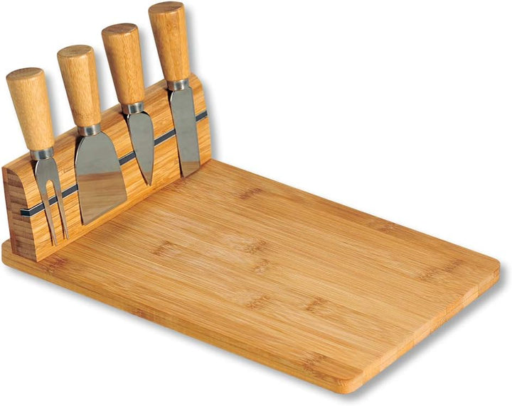 Kesper | Käseschneidebrett mit Besteck, Material: Bambus, Edelstahl, Masse: 30 x 20 x 8 cm, Farbe: W