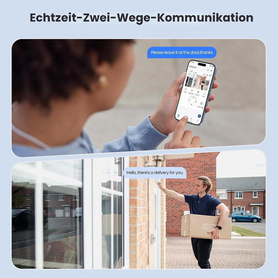 2Stück Überwachungskamera Aussen Akku Solar: 2K Kamera Überwachung Aussen 360° Schwenk WLAN IP Kamer