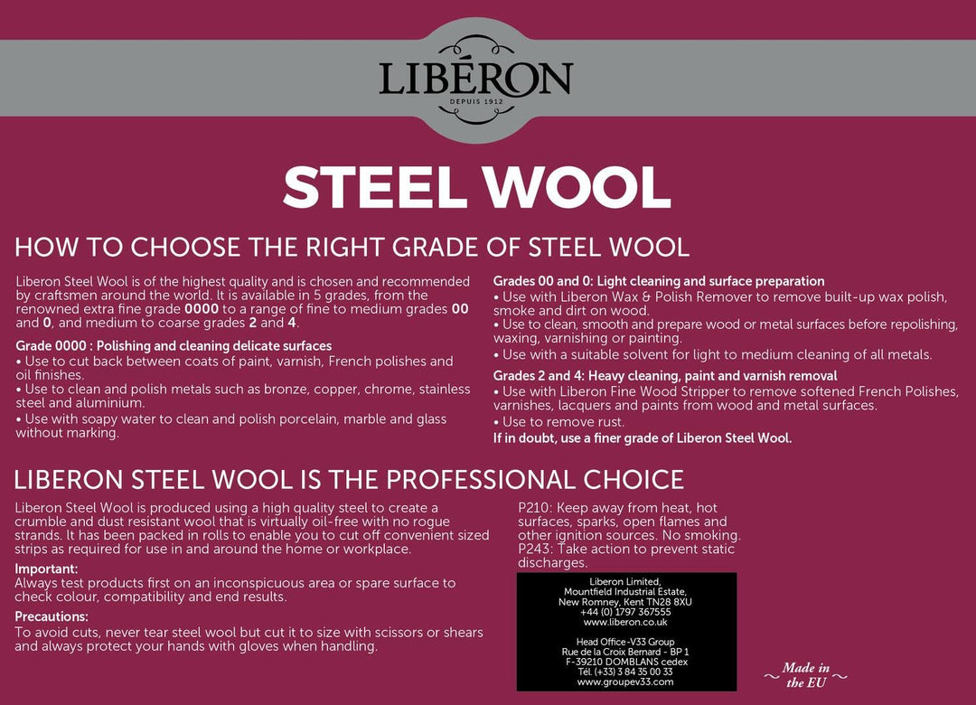 Liberon SW00001KG Stahlwolle, 1 kg 1Kg (35 oz), Grade 0000, 1Kg (35 oz), Grade 0000