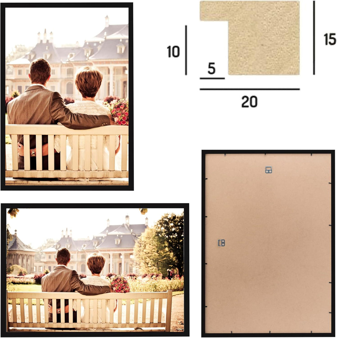 CABBEL Doppelpack (2er Set) Bilderrahmen 40x50 cm, Schwarz, stabiles MDF-Holz Rahmen, bruchsicherem