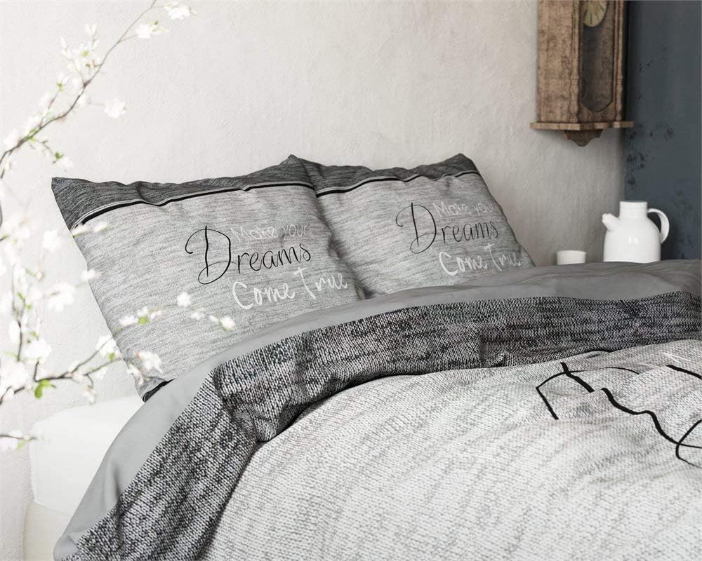 Sleeptime Bettwäsche 4teilig 100% Baumwolle True Dreams, 135cm x 200cm, Reissverschluss, Mit 2 Kisse