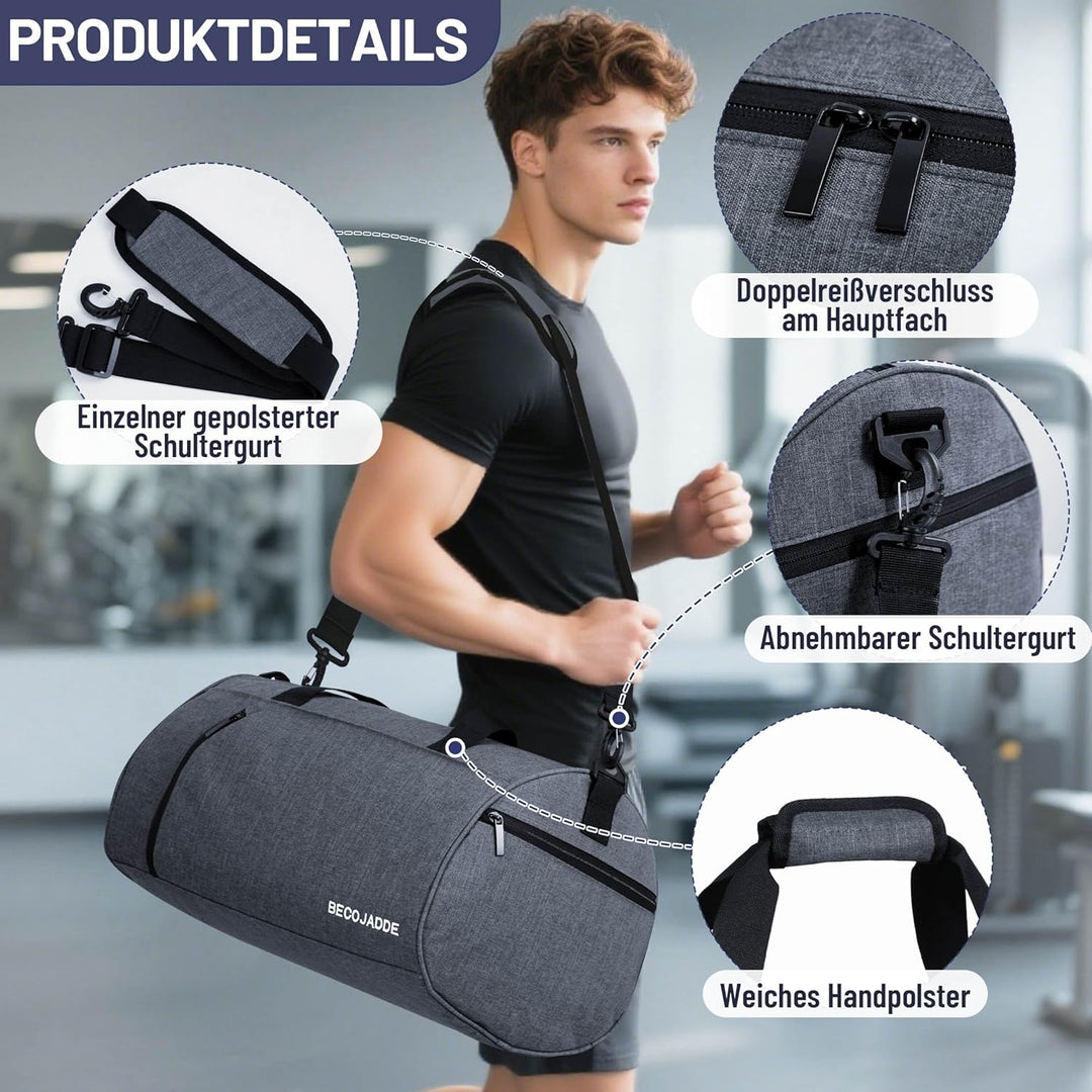 Sporttaschen für Damen und Herren, 35L Reisetasche Duffel Bag Übernachtungstasche mit Schuhfach &amp; Na