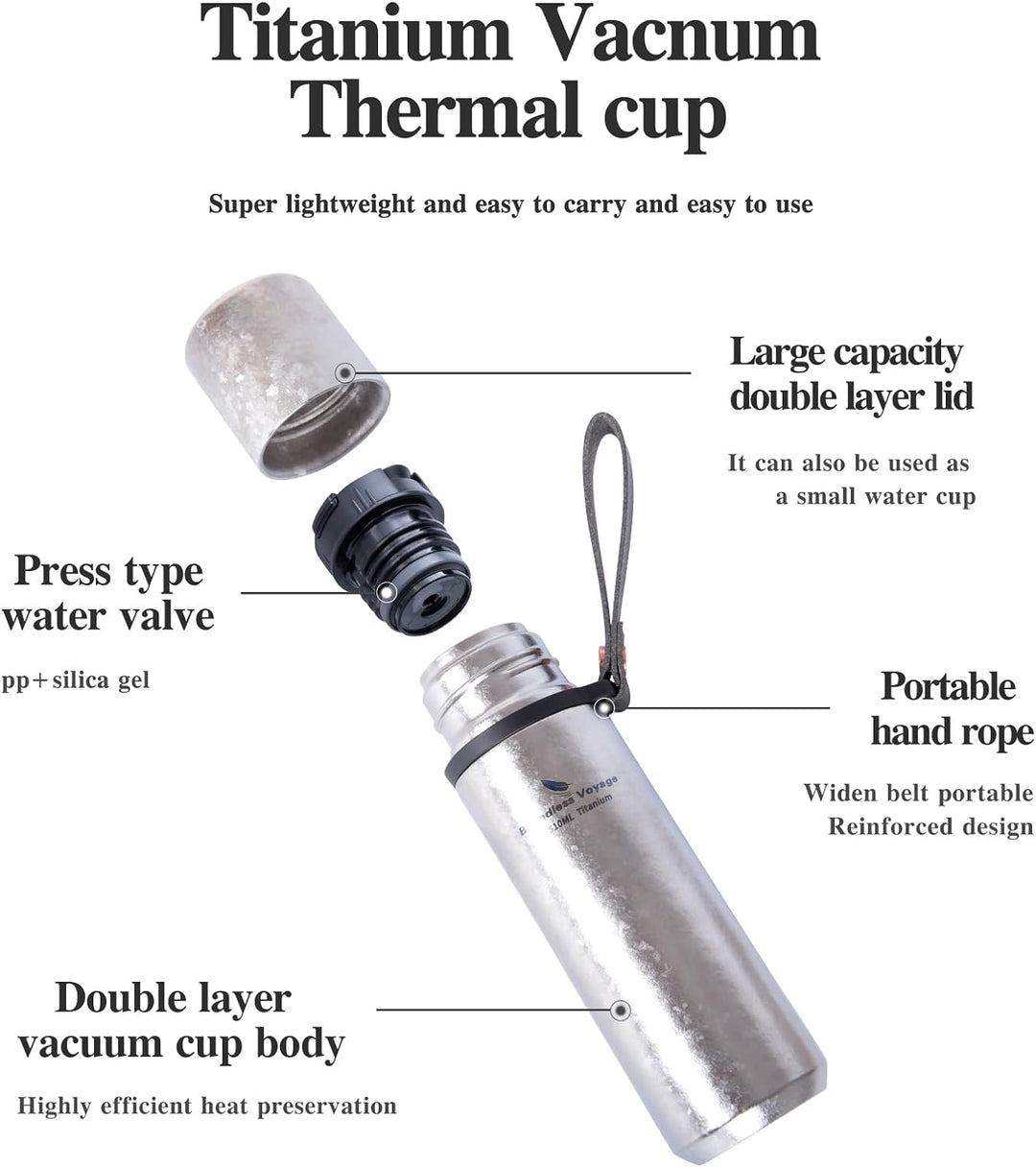 iBasingo 510ml Titan Thermos Flaschen Trinkflasche Isolierflasche Vakuum Flasche Sport Reise Kaffee